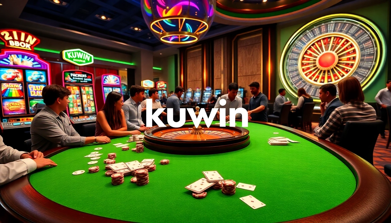 Kuwin casino players enjoy exciting games at vibrant tables while engaging in thrilling betting action.