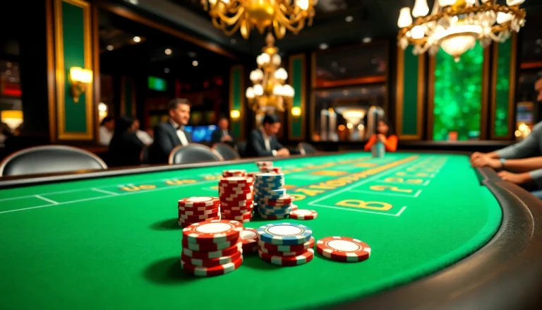 에볼루션 바카라에서 플레이어가 베팅하는 장면을 보여주는 활기찬 카지노 테이블