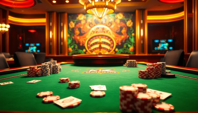 Engage in strategic betting at an MK8-themed casino table with vibrant chips and playing cards.