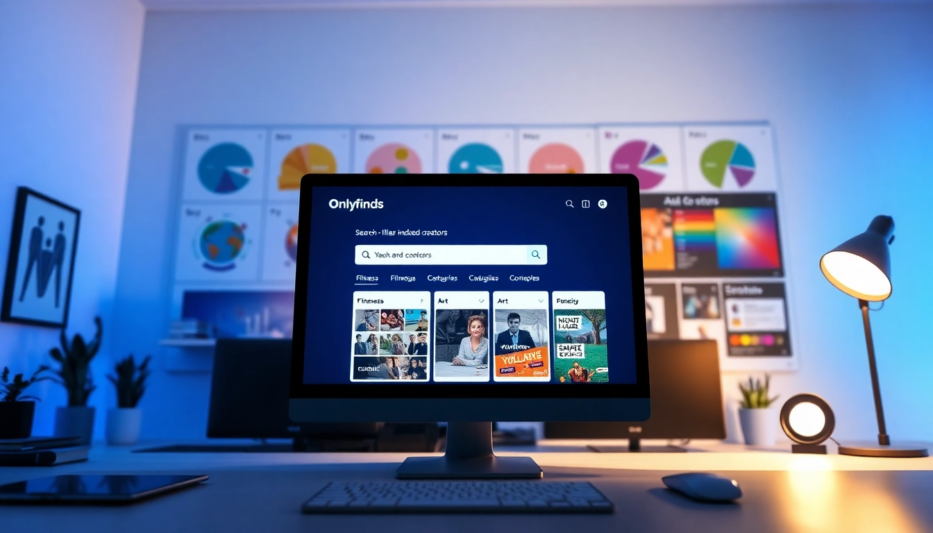 OnlyFans Search interface showcasing diverse creators and features.